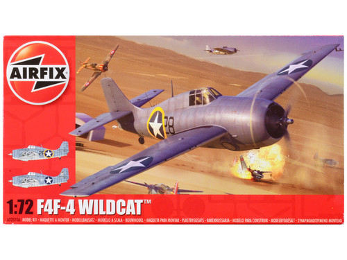Skill 2 Model Kit Grumman F4F-4 Wildcat Fighter Aircraft with 2 Scheme Options 1/72 Plastic Model Kit by Airfix