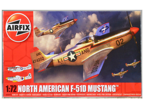 Skill 1 Model Kit North American P-51D Mustang Fighter Aircraft with 2 Scheme Options 1/72 Plastic Model Kit by Airfix
