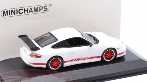 1/43 Minichamps 2022 Porsche 911 (996) GT3 RS (White with Red Wheels) Car Model