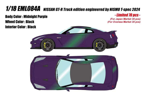 1/18 Make Up 2024 Nissan GT-R R35 Track Edition Engineered by Nismo T-Spec (Midnight Purple) Car Model Limited 70 Pieces