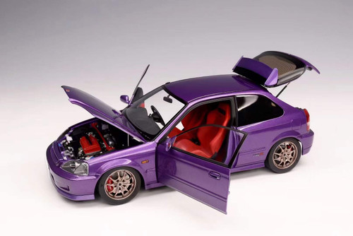 1/18 Motorhelix Honda Civic Type R (EK9) (Purple) Full Open Diecast Car Model with Extra Engine