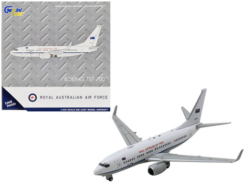 Boeing 737-700 Aircraft "Royal Australian Air Force" (A36-002) White with Blue Stripes "Gemini Macs" Series 1/400 Diecast Model Airplane by GeminiJets