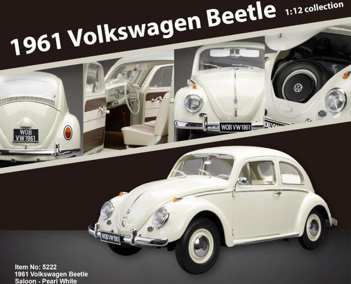 1/12 Sunstar 1961 Volkswagen Beetle Saloon (Pearl White) Diecast Car Model Limited Edition