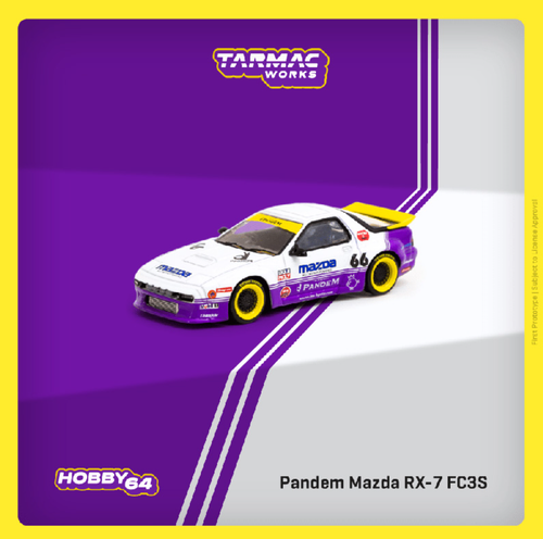 1/64 Tarmac Works Pandem Mazda RX-7 FC3S (White & Purple) Diecast Car Model