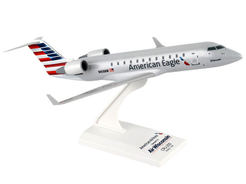 Bombardier CRJ200 Commercial Aircraft "American Eagle" (N405AW) Gray with Blue and Red Tail (Snap-Fit) 1/100 Plastic Model by Skymarks