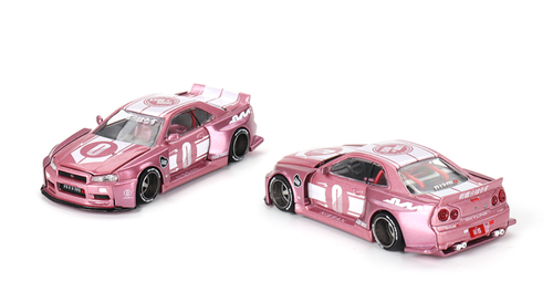 1/64 Kaido House x Mini GT Nissan Skyline GT-R (R34) Kaido Racing Factory V1 (Pink) Diecast Car Model