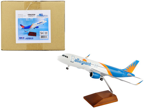 Airbus A320 Commercial Aircraft with Landing Gear "Allegiant Air" (N246NV) White and Blue with Orange Stripes (Snap-Fit) 1/100 Plastic Model by Skymarks