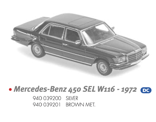 1/43 MINICHAMPS MERCEDES-BENZ 450 SEL W116 1972-1979 - SILVER Diecast Car Model