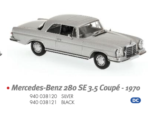 1/43 MINICHAMPS MERCEDES-BENZ 280 SE 3.5 COUPE - 1970 - SILVER Diecast Car Model