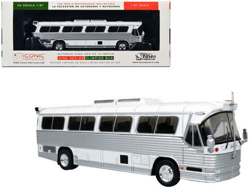 Dina 323-G2 Olimpico Coach Bus Blank White and Silver Limited Edition to 504 pieces Worldwide "The Bus and Motorcoach Collection" 1/87 (HO) Diecast Model by Iconic Replicas