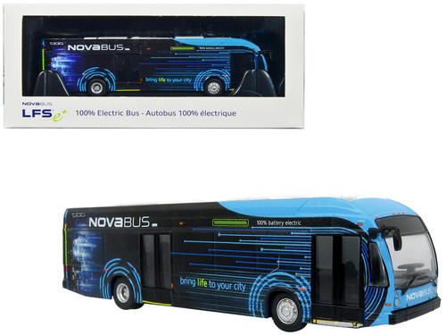 Nova Bus LFSe Electric Transit Bus "Bring Life to Your City" Black and Blue with Graphics 1/87 (HO) Diecast Model by Iconic Replicas