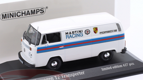 1/43 Minichamps Volkswagen VW T2 Delivery Van Porsche Renndienst Martini Design Diecast Car Model