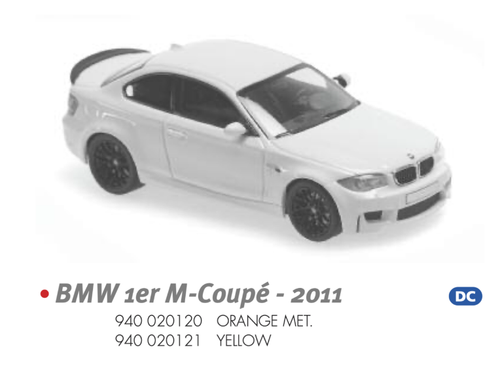 1/43 MINICHAMPS BMW 1ER M-COUPE - 2011 - YELLOW Diecast Car Model