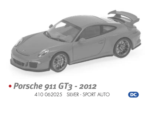 1/43 Minichamps PORSCHE 911 (991) GT3 - 2012 - SILVER - SPORT AUTO Diecast Car Model