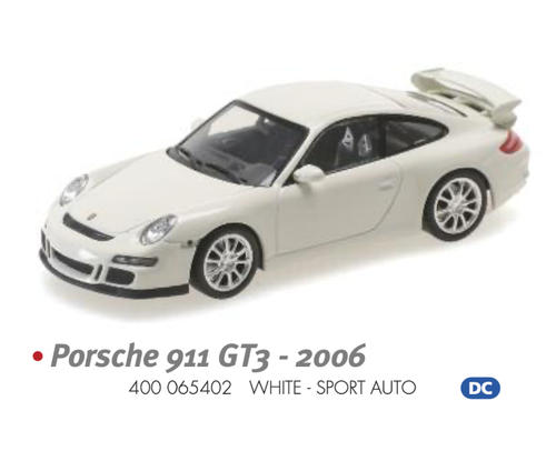 1/43 Minichamps PORSCHE 911 GT3 - 2006 - WHITE - SPORT AUTO Diecast Car Model