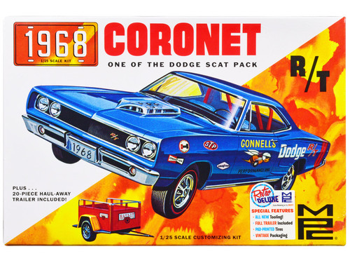 Skill 2 Model Kit 1968 Dodge Coronet Hardtop with Trailer 1/25 Scale Model by MPC