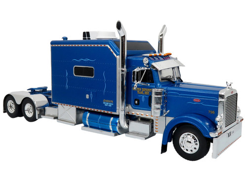 Peterbilt 379 Tractor Truck with Trailer Blue Metallic "Western Distributing Transportation Corp." Limited Edition to 504 pieces Worldwide "Vintage Heavy Haul Truck Collection" 1/43 Diecast Model by Iconic Replicas