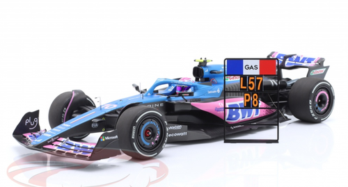 1/18 Minichamps 2023 Formula 1 Pierre Gasly Alpine A523 #10 8th Miami GP BWT Alpine F1 Team Pierre Gasly Car Model