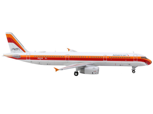 Airbus A321 Commercial Aircraft "American Airlines - PSA" (N582UW) White with Red and Orange Stripes 1/400 Diecast Model Airplane by GeminiJets
