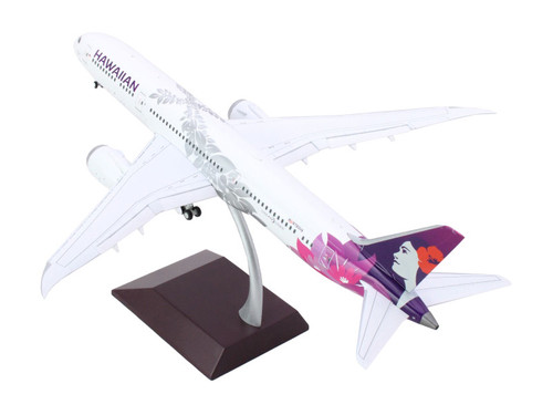 Boeing 787-9 Dreamliner Commercial Aircraft with Flaps Down "Hawaiian Airlines" (N780HA) White with Purple Tail "Gemini 200" Series 1/200 Diecast Model Airplane by GeminiJets