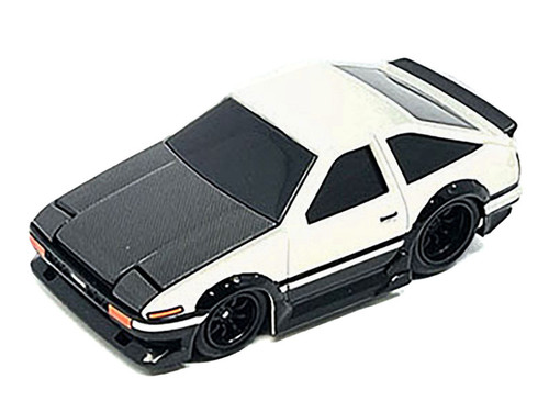 1983 Toyota Sprinter Trueno (AE86) White with Carbon Hood 1/64 Diecast Model Car by Muscle Machines