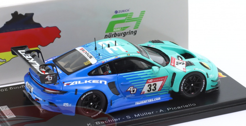 1/43 Spark 2023 Porsche 911 (992) GT3 R #33 24h Nürburgring Falken Motorsports Klaus Bachler, Sven Müller, Alessio Picariello Car Model