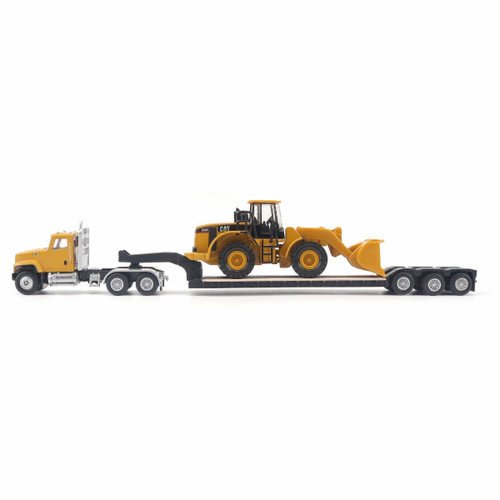 1/87 Cat CT681 Day Cab Tractor with Lowboy Trailer and Cat 950G Wheel Loader