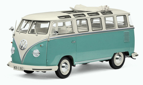 1/12 Sunstar 1962 Volkswagen Samba Bus (Turquoise Green & White) Diecast Car Model