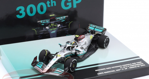 1/43 Minichamps 2022 Formula 1 Lewis Hamilton Mercedes-AMG F1 W13 #44 2nd French GP 300th GP Car Model