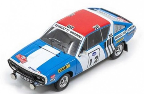 1/43 Spark 1974 Renault 17 Gordini #12 Winner Rallye Press-on-Regardless Jean-Luc Thérier, Christian Deferier Car Model