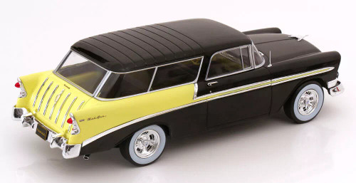 1/18 KK-Scale 1956 Chevrolet Bel Air Nomad Custom (Black & Light Yellow) Diecast Car Model