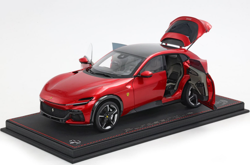 1/18 BBR Ferrari Purosangue with Black Roof (Magma Red) Diecast Car Model with Luxury Package