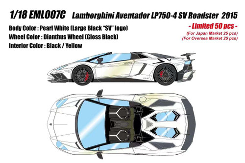 1/18 Make Up 2015 Lamborghini Aventador LP750-4 SV Roadster (Pearl