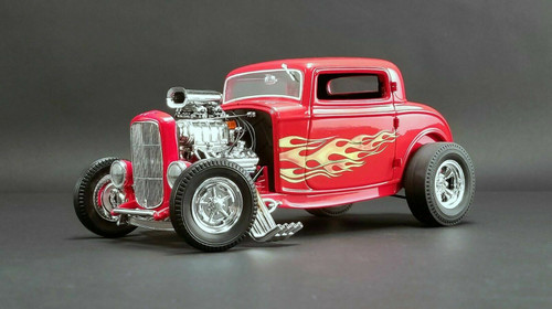 1/18 ACME Flame Thrower 1932 Ford Three-Window (Red) Diecast Car Model