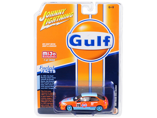  1/64 Johnny Lightning 1998 Honda Civic Custom #19 "Gulf Oil" Limited Edition to 3,600 pieces Worldwide Diecast Car Model