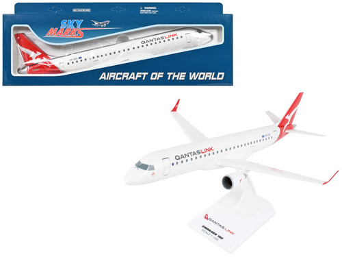 Embraer E190 Commercial Aircraft "QantasLink" (VH-UZD) White with Red Tail (Snap-Fit) 1/100 Plastic Model by Skymarks