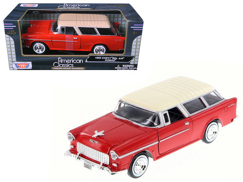 1/24 Motormax 1955 Chevrolet Chevy Nomad Red Diecast Car Model