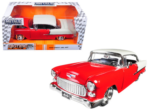 1/24 Jada 1955 Chevrolet Chevy Belair Bel Air Red "Bigtime Muscle" Diecast Car Model