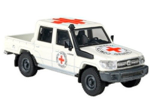 1/64 Paragon 2014 Toyota Land Cruiser LC79 Red Cross Diecast Car Model