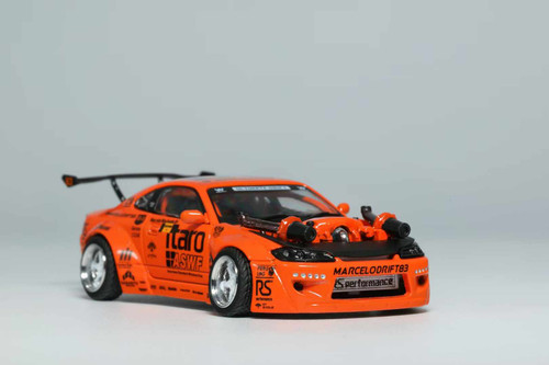 1/64 YS Nissan Silvia S15 4.0 V8 JDM Lowrider (Orange) Diecast Car Model