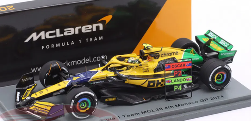 1/43 Spark 2024 Formula 1 McLaren F1 Team MCL38 Monaco GP 4th Place #4 Lando Norris Car Model
