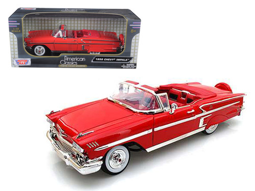 1/18 Motormax 1958 Chevrolet Chevy Impala Red Diecast Car