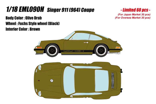 メイクアップ イデア 1/18 シンガー911(964) アイボリーホワイト 1/18 Makeup Porsche Singer 911 964 Coupe (Resistance Blue) with