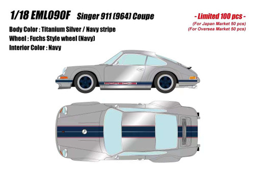 1/18 Makeup Porsche Singer 911 964 Coupe (Resistance Blue) with
