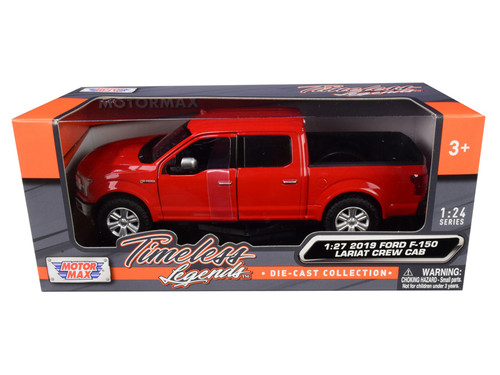 1/24 Motormax 2019 Ford F-150 Lariat Crew Cab Pickup Truck Red Diecast Car Model