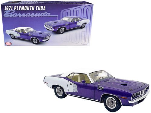 1/18 ACME 1971 Plymouth 383 Cuda Vinyl Top (Purple Blue) Diecast