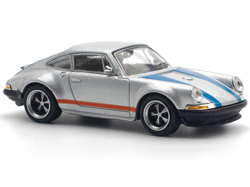 1/64 Pop Race Porsche 911 964 Singer (Silver & Blue) Diecast Car Model