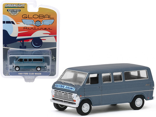 1969 Ford Club Wagon Van Blue "Global Airlines" "Hobby Exclusive" 1/64 Diecast Model by Greenlight