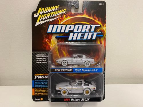 1/64 Johnny Lightning 1982 Mazda RX-7 White and 1981 Datsun 280ZX