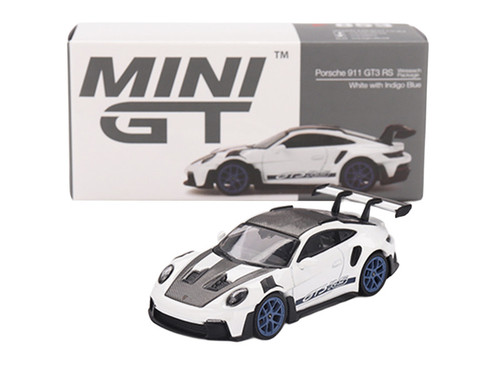 1/64 Mini GT Porsche 911 (992) GT3 RS Weissach Package (White with Indigo Blue Wheels) Diecast Car Model
